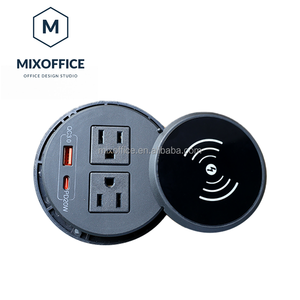 Toma de ojal de alimentación de escritorio redonda nueva de energía Universal con cubierta de rotación PD20W de carga inalámbrica para oficina en casa - Product Image 5