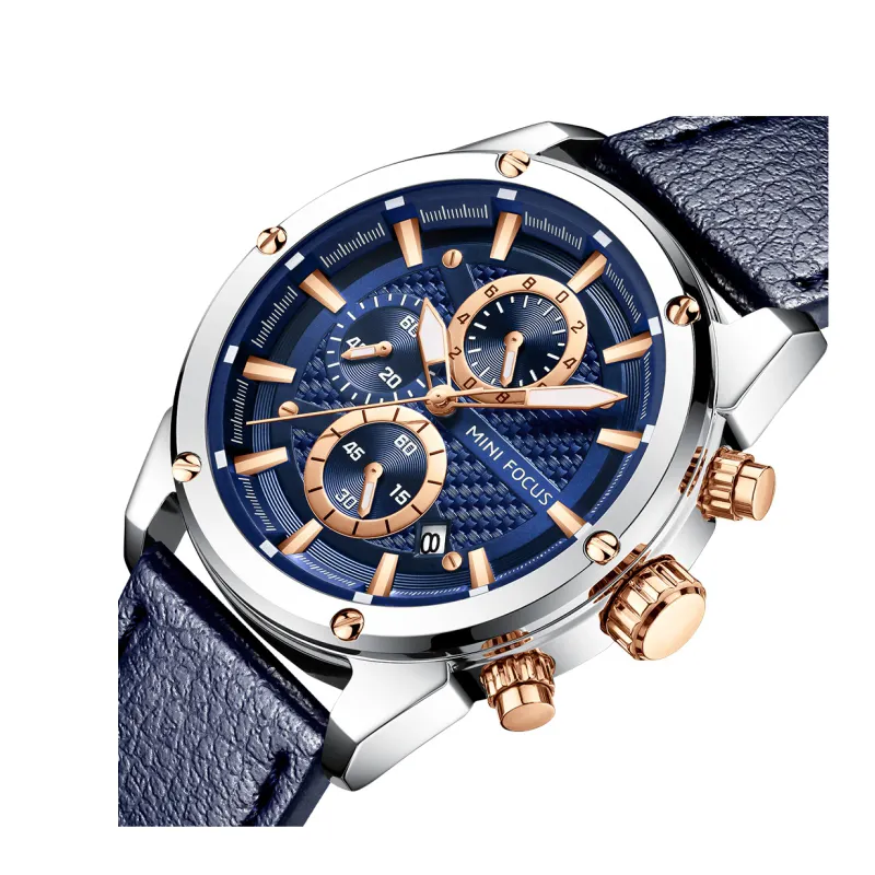 Relojes Hombre Mini Focus MF0161G cronografo in pelle di moda orologi da polso da uomo orologio al quarzo di lusso per uomo