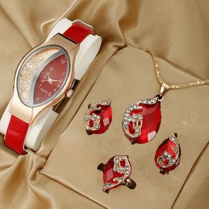 Fashion <strong>Watch</strong> Gift Set Quartz <strong>Watch</strong>+necklace+bracelet+ring+earrings Gift Set