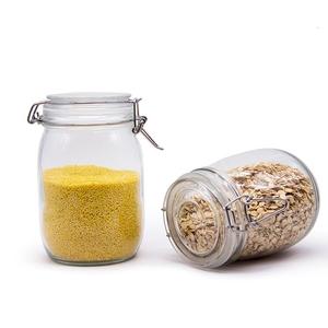 100g 150g 200g 250 380 500 750ml 1000ml 50 oz cam kavanozlar ile yapışan kapak paslanmaz Metal klip kapalı kavanoz saklama kapları
