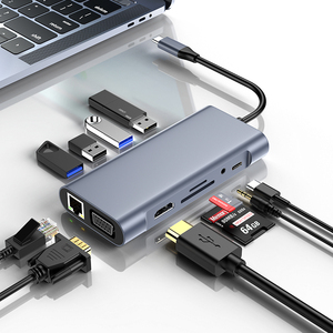 100 Mbit/s RJ45 11 in 1 USB 3.0 HDMI-Hub für Laptop-Adapter PC 11 Anschlüsse Dock Station 4kHDMI TF/SD-Karte für Macbook Typ C Splitter - Product Image 1