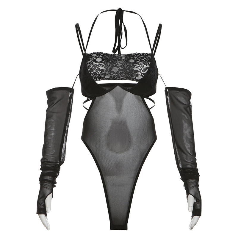Tuta nera con maniche k24k53406