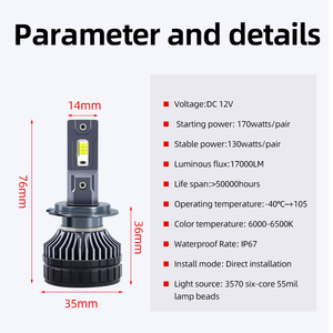 מחיר הסיטונאי שבב 170w 18000lm אוטומטי פנסים רכב הוביל פנס דלת h1 h4 h7 h11 9005 9006 הוביל פנס פנס קדמי