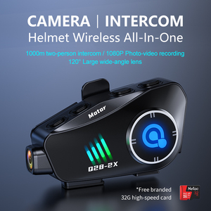 Casco moto impermeabile citofono Q28-2X per 2 piloti citofono con telecamera registratore 1080P - Product Image 4