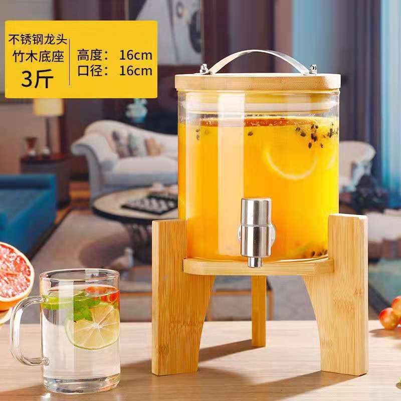1.5L Stainless Steel Faucet with Bamboo Base