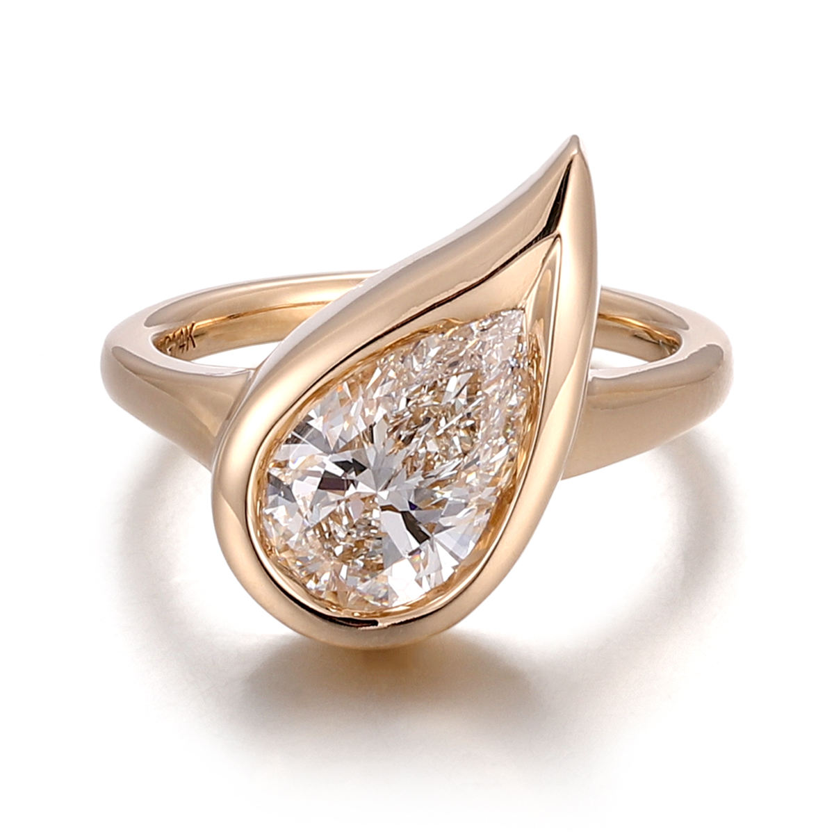 Real solid 14k gold lab diamond ring