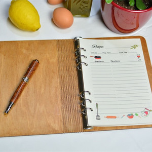 Personalized Cook <strong>Book</strong> Wooden Note <strong>Book</strong> Chef Custom Journal Recipe <strong>Book</strong> - Product Image 4