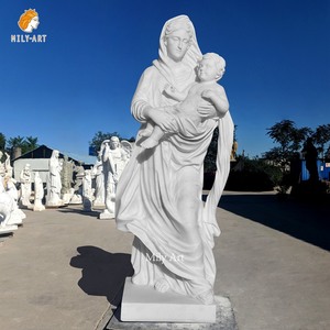 Bán buôn Tay Chạm Khắc Cuộc Sống Kích thước đá Cẩm Thạch Mẹ Mary và Jesus điêu khắc cho ngoài trời - Product Image 4