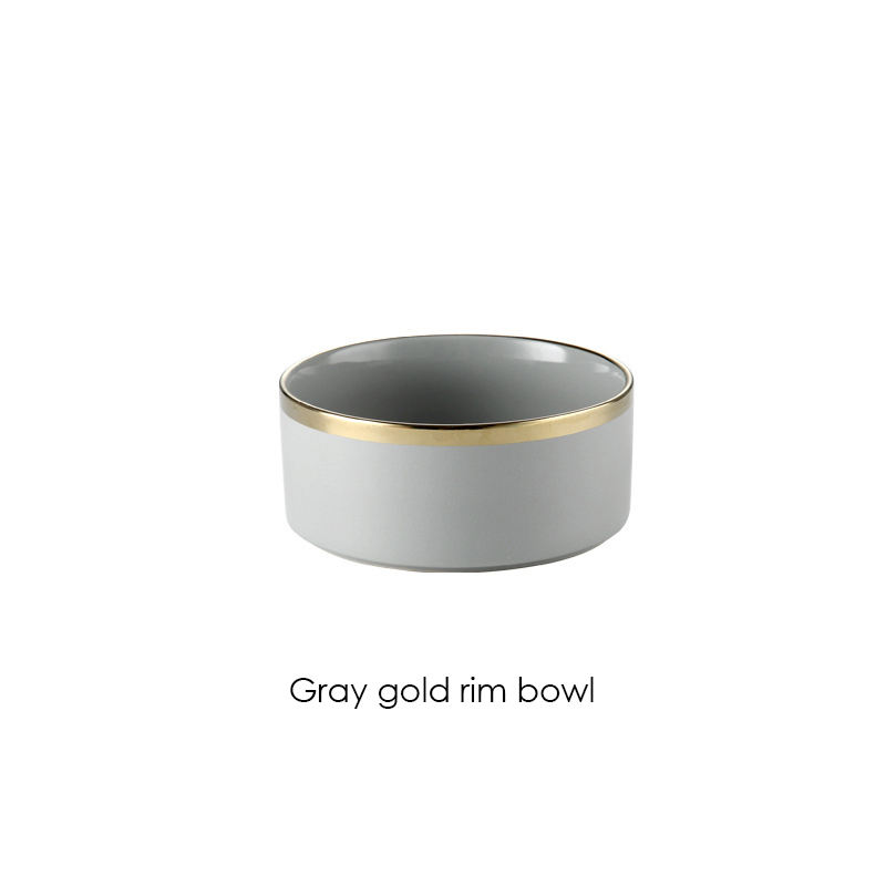 Bol gris avec bord doré