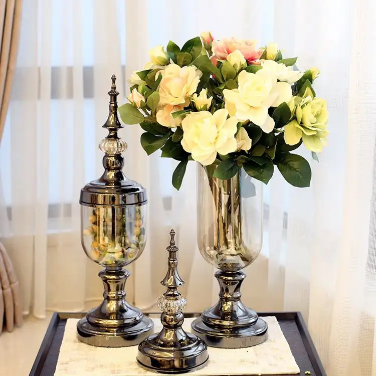 מתכת אגרטל אירופאי סגנון משתה פרח אגרטל שולחן אוכל Floreros Para Fiestas חדש יוקרה מתכת גבוה זהב מקורה פרח אגרטל