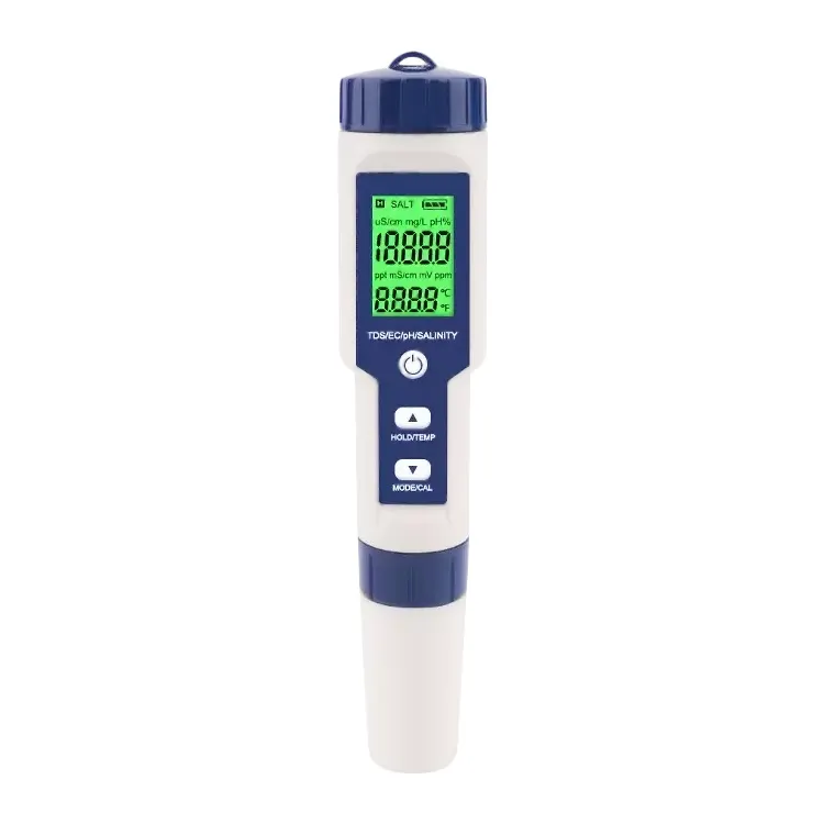 Medidor de calidad del agua 5 en 1, conveniente medidor Digital EC/ TDS/ PH/temperatura/salinidad, EZ-9909, pluma medidora de PH