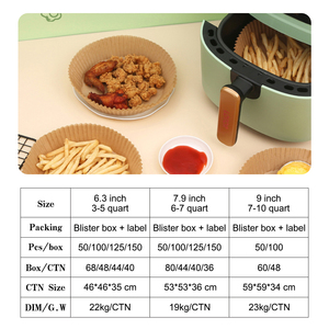 Hava fritöz tek kullanımlık kağıt astar <span class=keywords><strong>150</strong></span> adet/200 adet kare silikon parşömen yapışmaz hava fritöz sepeti astar