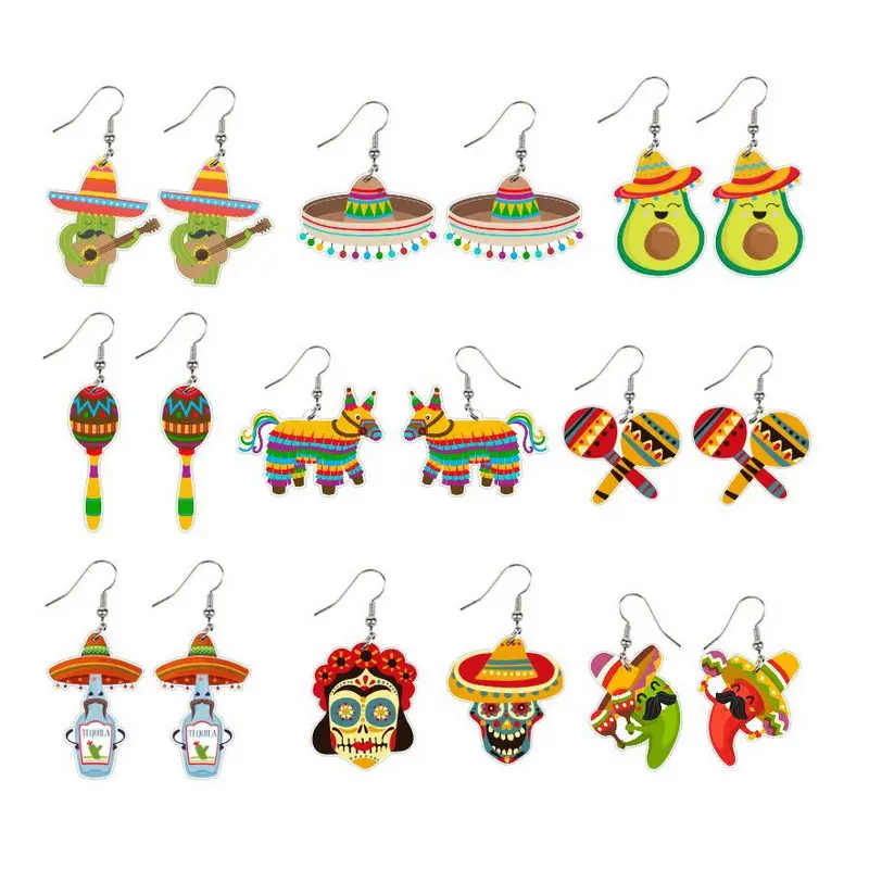 FF2381 orecchini di festa messicana gioielli regalo di festa messicana ciondolo Cinco De Mayo orecchini da donna