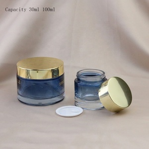 Juego de envases vacíos personalizados para el cuidado de la piel, Mini botellas redondas de 5ml, 10ml, 15ml, 20ml, 30ml, 50ml, 60ml, 80ml, 100ml, 120ml, frasco de vidrio azul (GSC03) - Product Image 4