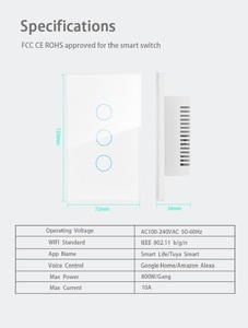 Werkseitig US-Typ Smart Home WiFi-gesteuerter Lichtsc halter 220V 1 2 3 4-Gang-Smart-Lichtschalter ZA Standard Load 1000W Timer - Product Image 6