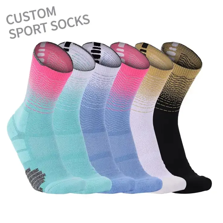 Factory cotton sports mens athletic gym workout sox crew compression socks 20-30mmhg men cycling socks custom