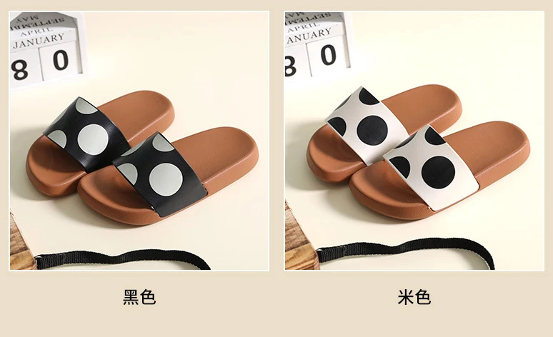 New Children's Slippers Girls PVC Shoes Cute Black and White Dot Non-slip Kids Summer Slides