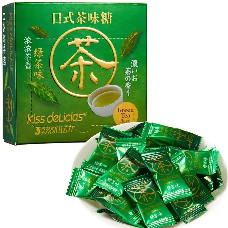 Bonbons aromatisés au thé vert de style japonais emballés individuellement 45g toutes sortes de bonbons de fête mangent, boivent et jouent