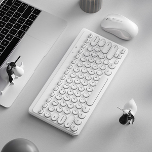 Combinación de teclado y ratón inalámbricos, juegos de teclado de tecla redonda Retro Punk, ratón de oficina - Product Image 4