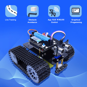 Fabrika OEM paletli tankı kodu robotlar uzaktan kumanda akıllı Robot araç kiti V2.0 IDE C + + programlama 328p robotik başlangıç kiti