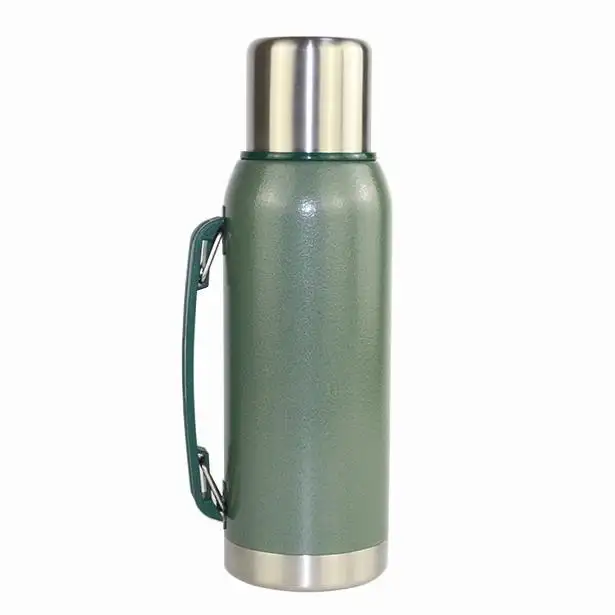 Botella de agua deportiva de acero inoxidable 800 de doble pared de 18/8 ML y 1L, termo aislado al vacío, jarra para acampar, hervidor de viaje para exteriores