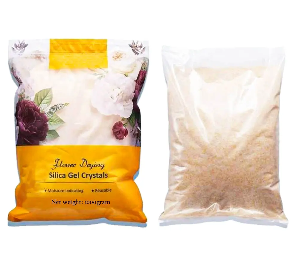 乾燥花結晶乾燥剤シリカゲル乾燥剤パックあたり1000g白とオレンジのシリカゲル混合サイズ0.5-1.5mm工場