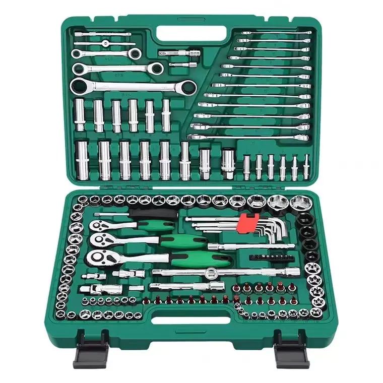 Kit de chaves de catraca, kit de ferramentas de soquete conjunto de chave de catraca caixa de ferramentas profissional para reparo automático com 150 peças