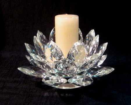 Glass Lotus Flower Crystal Candle Holder MH-1893