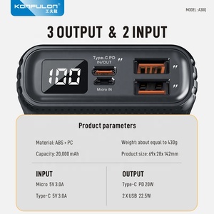 Konfulon en çok satan ürünler 2024 yüksek kaliteli güç banka 20000mAh 22.5W çift USB ve tip C çıkış gücü bankalar ile LCD ekran - Product Image 6