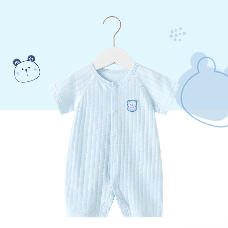 เสื้อยืดแขนสั้นลายหมีสีน้ำเงิน