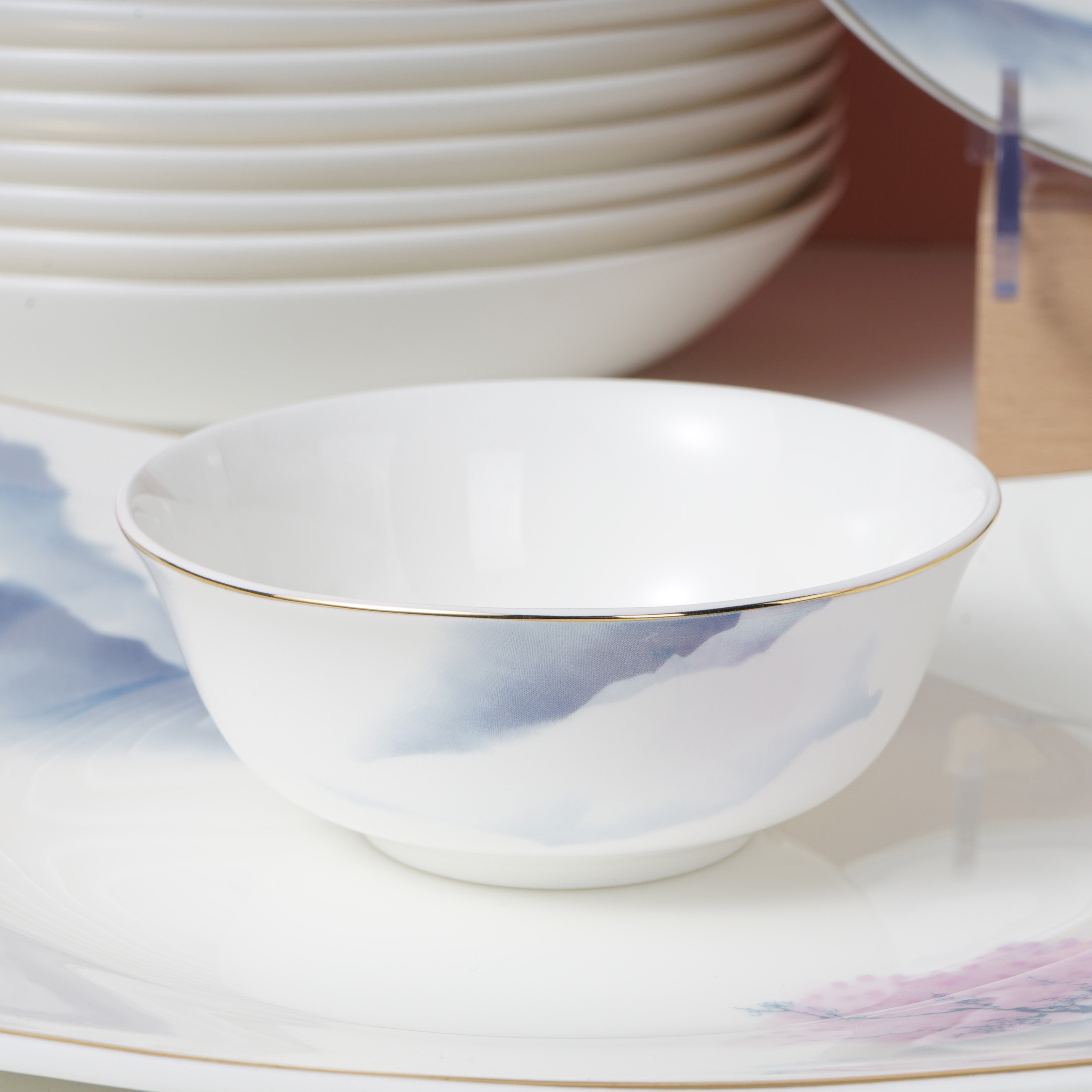 Chinese Style Ink Landscape Dinner set China Bone Dinner Set Ceramic Tableware Dinnerware Set