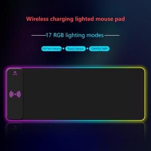 Wireless Charging Gaming Mouse Pad with RGB Light 15W Fast Charging Dazzle Color Oversized <strong>Keyboard</strong> Lock Edge Table Mat - Product Image 1
