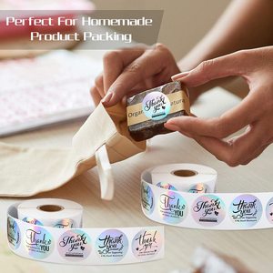 למינציה הולוגרפית כסף דבק עסקים תוויות תודה לתמיכה שלי קטן עסקים מדבקות