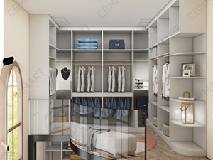 CBMMART Modern <strong>3D</strong> <strong>Rendering</strong> Design Bedroom Furniture Modular Opening Shelves Walking in Closet Wardrobe - Product Image 5