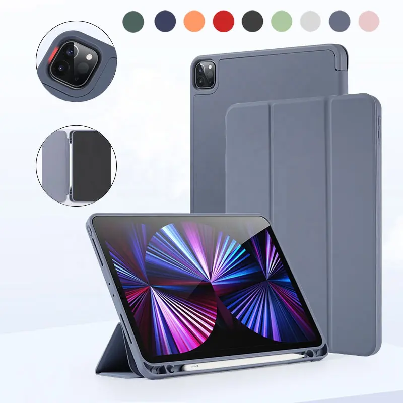 Casing Pelindung iPad, Cocok untuk iPad dengan Slot Pena Pelindung Menutupi IPro 11/12, 9 Inci Cangkang Datar Silikon iPad