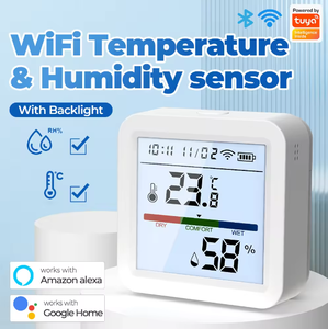 Tuya Smart Wifi Sensor de temperatura y humedad Pantalla LCD Función de retroiluminación Interior Dector con batería de alimentación - Product Image 4