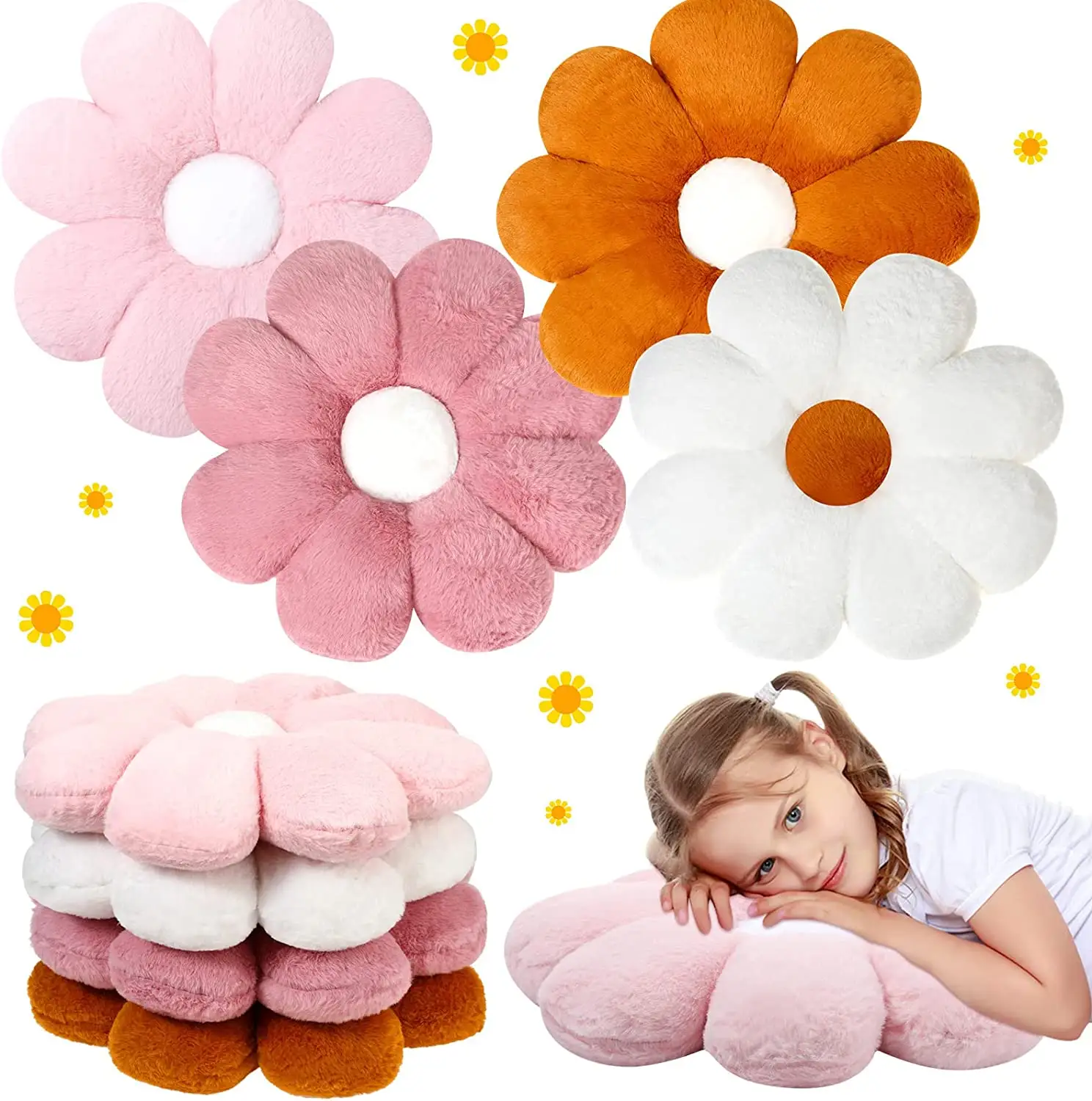 Cuscino a forma di fiore di fiore margherita morbido a forma di fiore cuscino a forma di plush cuscino a forma di fiore carino all'ingrosso