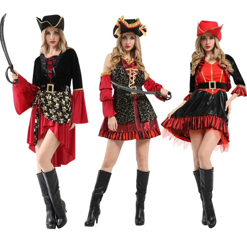 Caliente las mujeres pirata Cosplay traje adulto vestido de lujo de la etapa traje