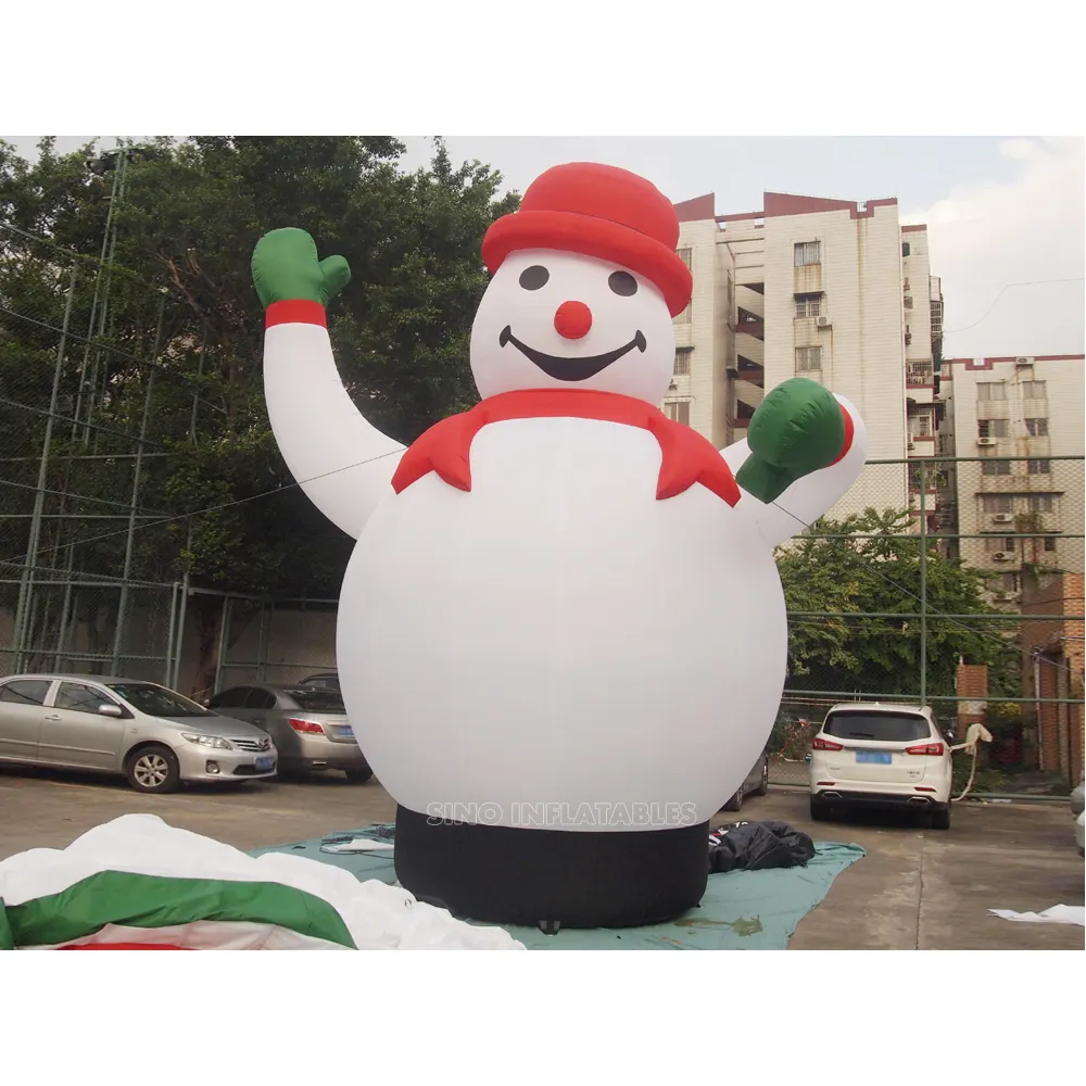 Boneco de neve inflável gigante de natal, 6 metros de altura feito de nylon revestido superior pvc para venda a partir de sino infláveis