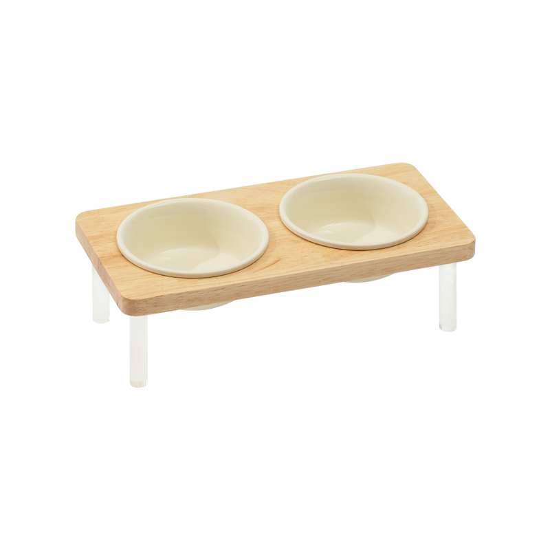 Double Bowls( Beige)+Stand
