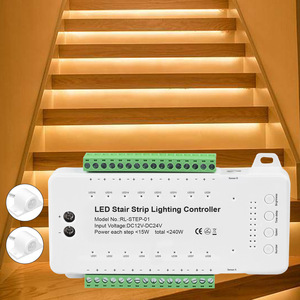 Sensor de movimiento LED de 16 canales, controlador de luz LED de escalera, sistema de control de iluminación de escalera de velocidad y brillo ajustable - Product Image 6