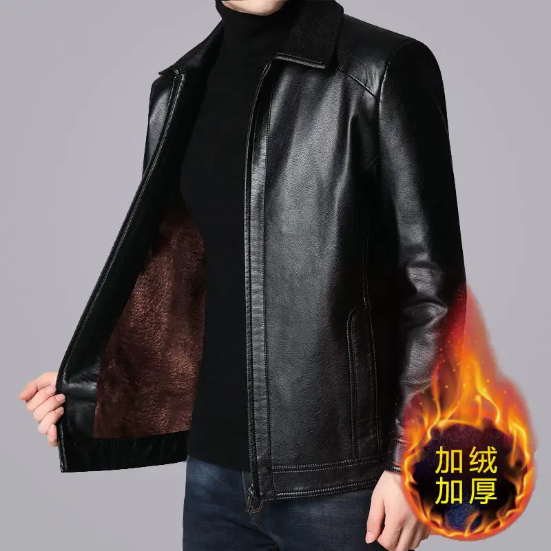 Jaqueta de couro casual masculina, jaqueta de couro de alta qualidade para outono e inverno