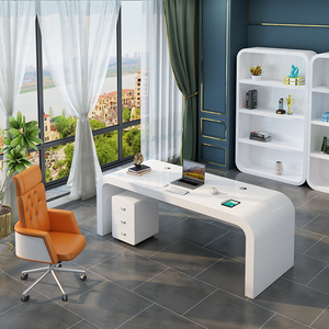 Modern Home Office <strong>Computer</strong> Table and Chair Combination <strong>Simple</strong> Fashion Boss <strong>Desk</strong> with Panel Wooden Furniture - Product Image 3