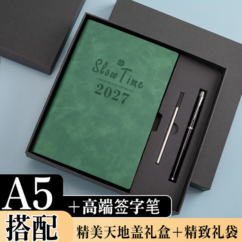 Set de planificador 2027 - Caja de regalo empresarial verde oscuro