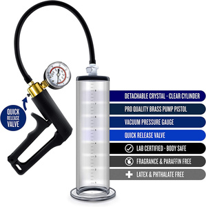 Penis Pump Maxi Black Handle with Gauge, silicone Hose 9 inch Length <strong>x</strong> 1.50 inch Diameter Cylinder Suction for Penis <strong>Enhancement</strong> - Product Image 2