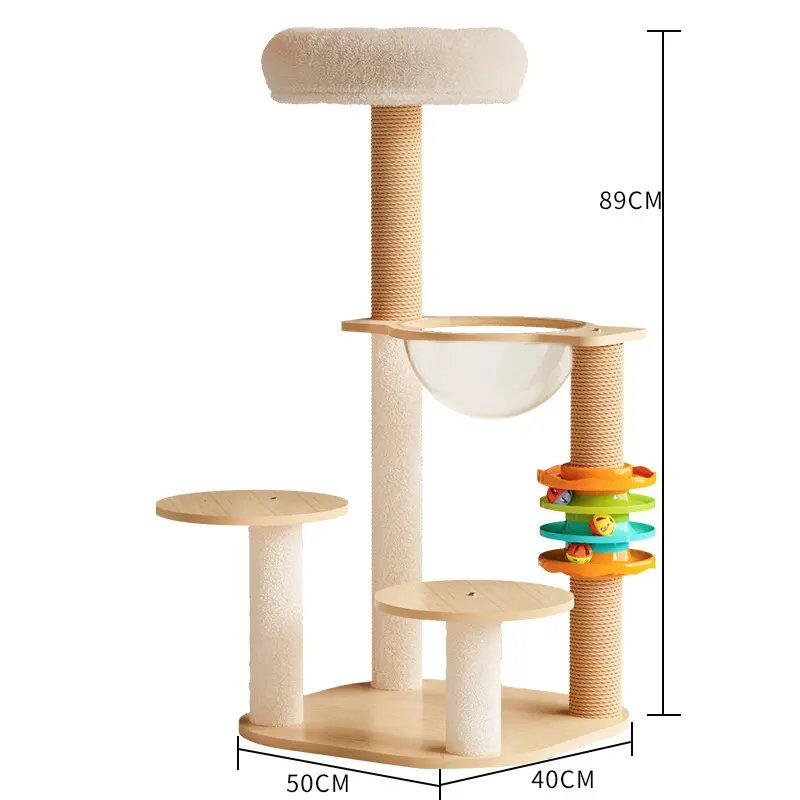 Castillo de Sisal al por mayor, rascador de escalada grande y moderno para mascotas, muebles de condominio de madera, torre, árbol para gatos