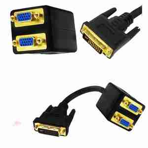 DVI to <strong>VGA</strong> *<strong>2</strong> Twin Connection Cable. <strong>VGA</strong> Computer Connection Cable. DVI (24+5 Pins) Male to <strong>VGA</strong> (15 Pins) Female. - Product Image 1