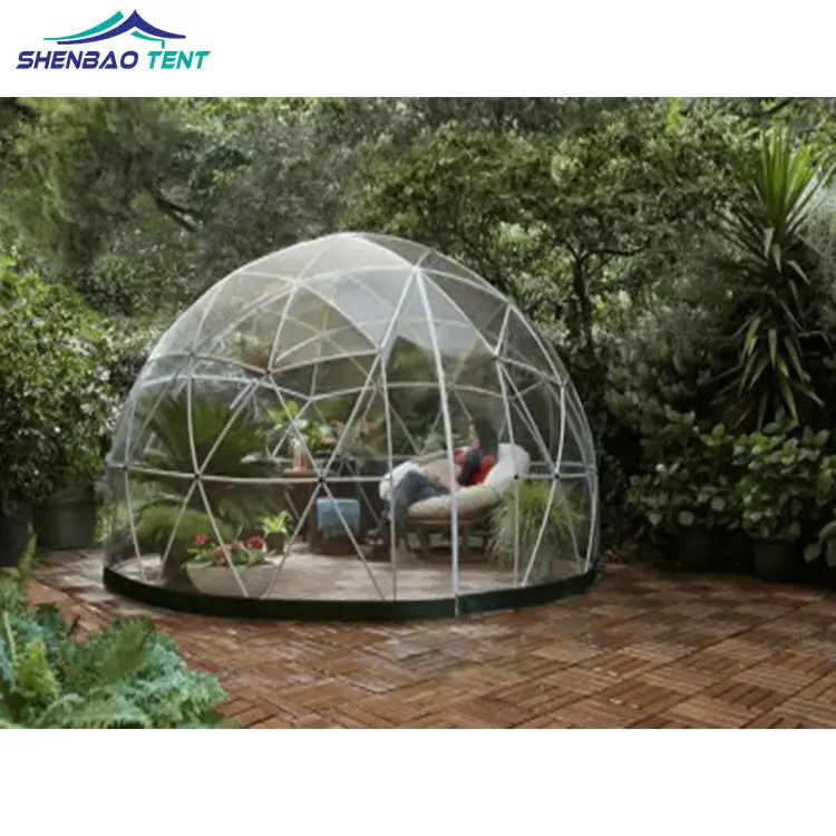 Glamping de lujo PVC transparente a prueba de agua transparente iglú casa jardín carpa de efecto invernadero carpa de cúpula geodésica para eventos al aire libre