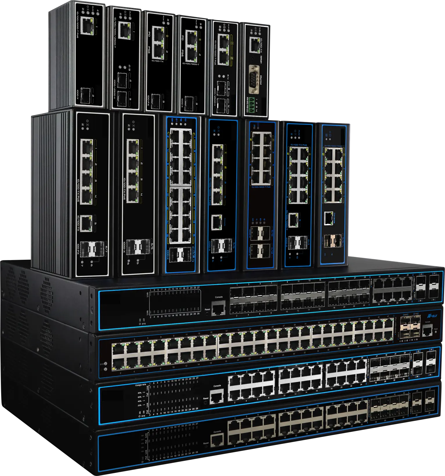 L3 dikelola Ethernet Switch 48 Port Gigabit dikelola Switch dengan 48 port 10/100/1000M dan 4 10G SFP Uplink port QoS VLAN dukungan