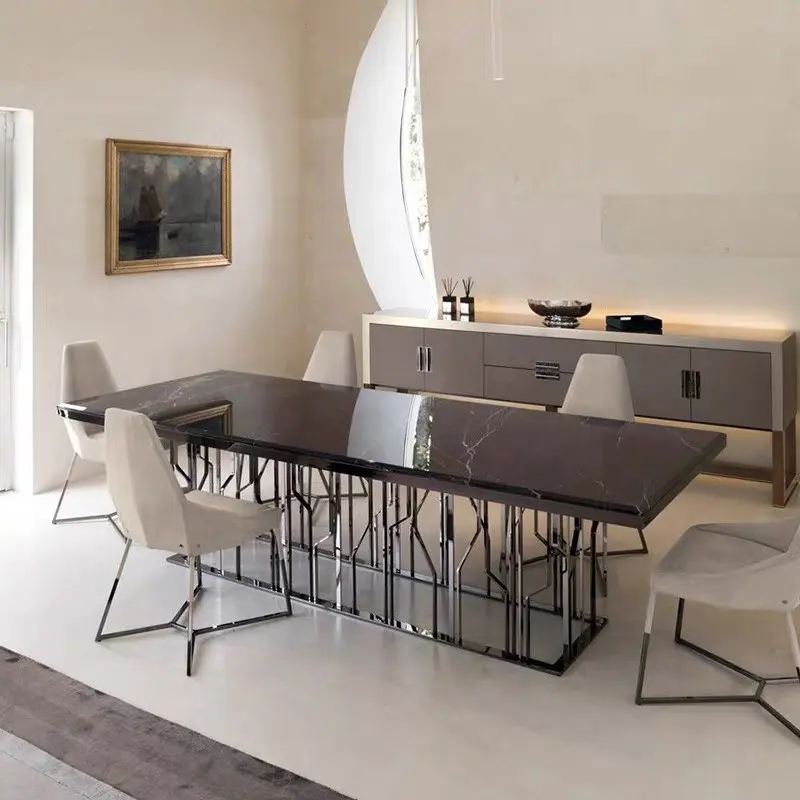 Meubles de salle à manger de style marbre, ensemble de table et chaises modernes, design de luxe, nouvelle collection